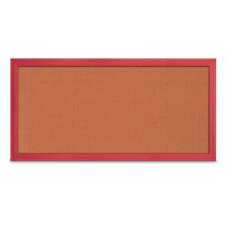 United Visual Products Slim Enclosed Corkboard, 24"x36", Gold Alum Frame/Keylime UVEB2436-GOLD-KEYLIME
